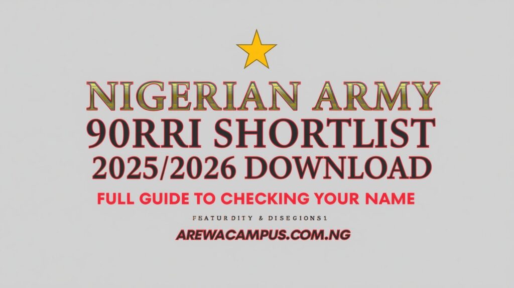Nigerian Army 90RRI Shortlist 2025/2026 (PDF) Download